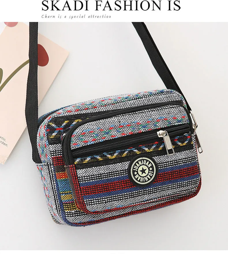 Women's Fashion Canvas Ethnic Style Large Capacity Shoulder Bags