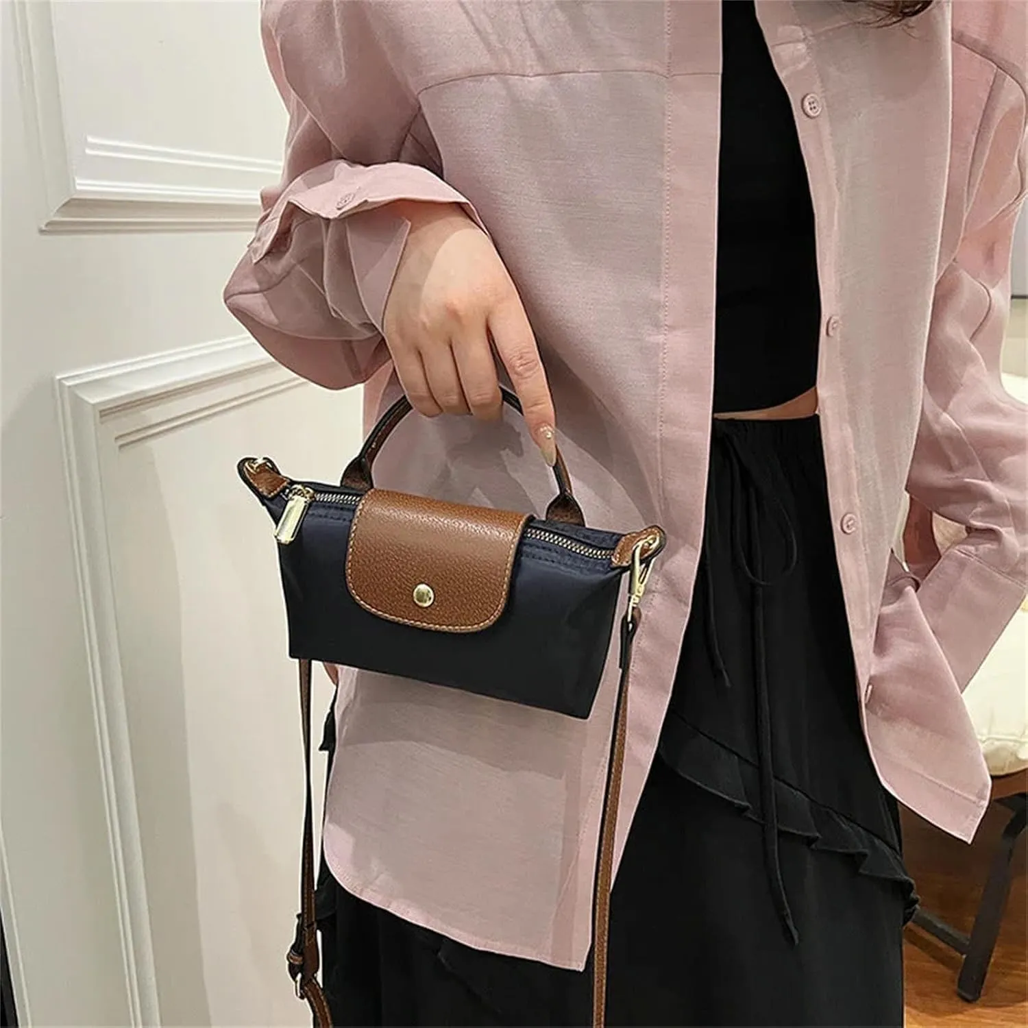 Women's Fashion Colorblock Mini Crossbody Bag Simple Flap Crossbody Bag Single Shoulder Crossbody Handbag
