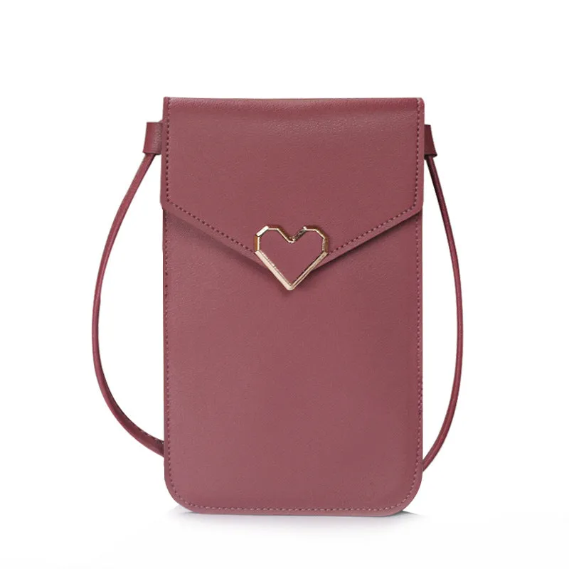 Women's Fashion Leather Touch Screen Mobile Retro Phone Bags