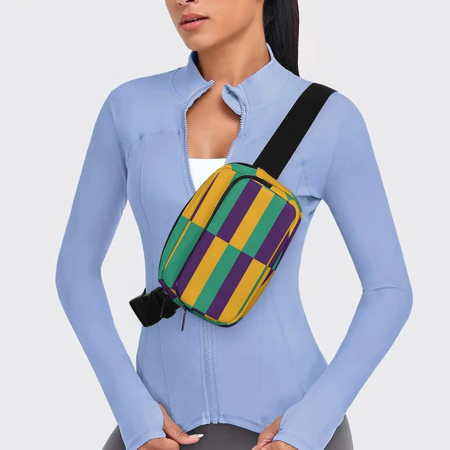 Women's Fashion Pack, Unisex Mini Belt Bag With Adjustable Strap For Running Hiking Workout Traveling Compatible with Mardi Gras