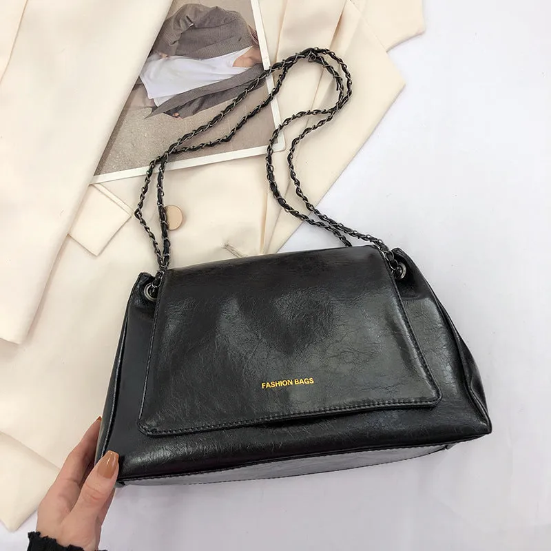 Women's Fashion Retro Autumn Chain Textured Crossbody Bags