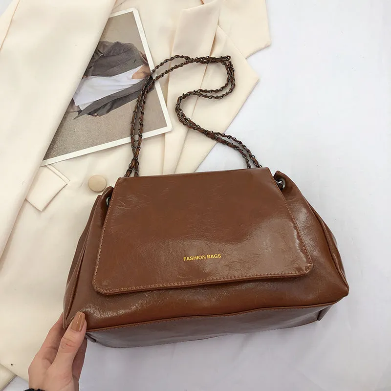 Women's Fashion Retro Autumn Chain Textured Crossbody Bags