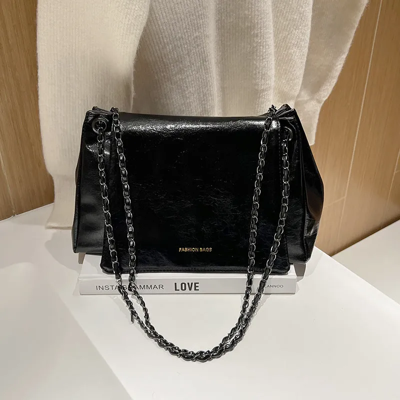 Women's Fashion Retro Autumn Chain Textured Crossbody Bags