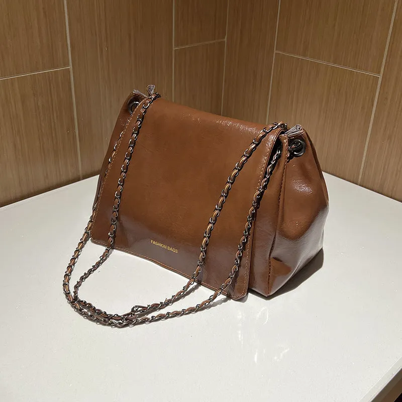 Women's Fashion Retro Autumn Chain Textured Crossbody Bags