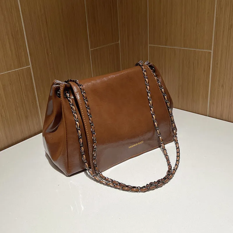 Women's Fashion Retro Autumn Chain Textured Crossbody Bags