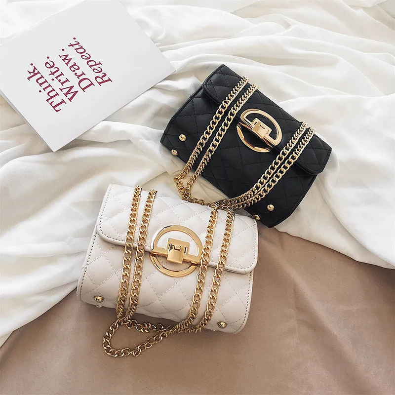 Women's Fashion Trendy Western Style Texture Chain Shoulder Bags