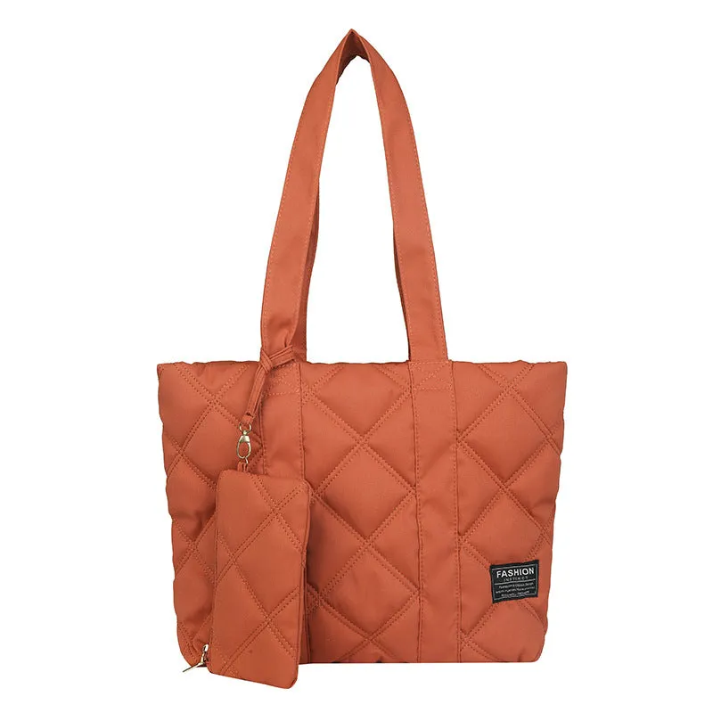 Women's Fashionable Down Simple Large Capacity Cotton Shoulder Bags
