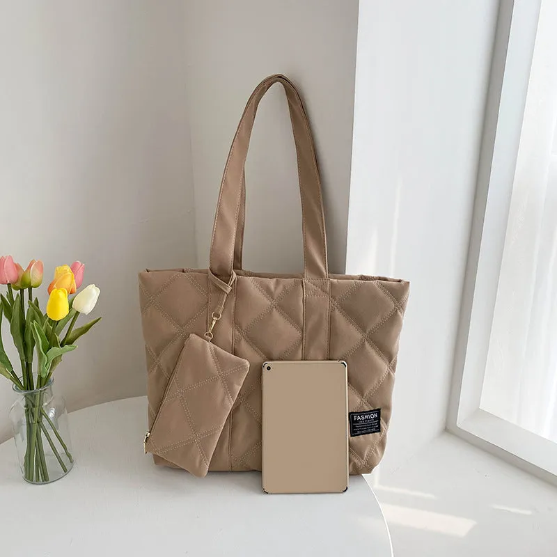 Women's Fashionable Down Simple Large Capacity Cotton Shoulder Bags