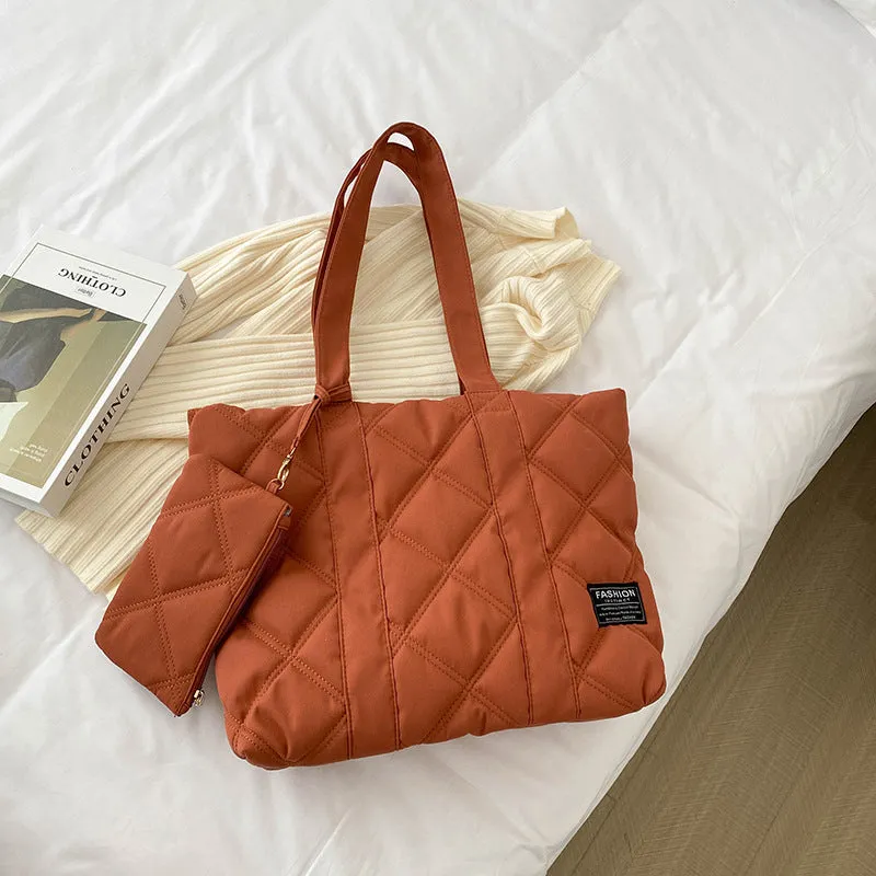 Women's Fashionable Down Simple Large Capacity Cotton Shoulder Bags