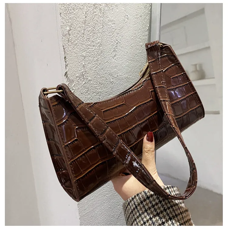 Women's Fashionable Stone Pattern Texture Western Style Leisure Bags