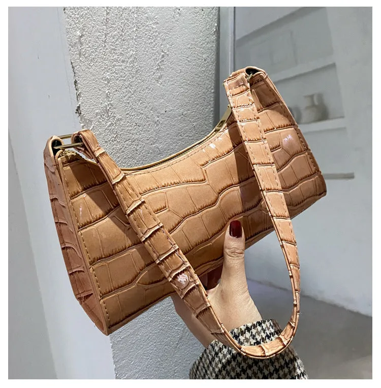 Women's Fashionable Stone Pattern Texture Western Style Leisure Bags