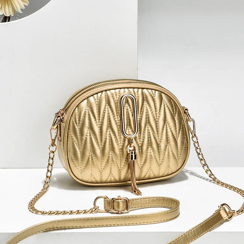 Women's Fashionable Texture Popular Korean Style Chain Shoulder Bags