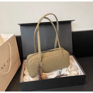 Women's Frosted Suede Baguette Simple Stitching Design Shoulder Bags