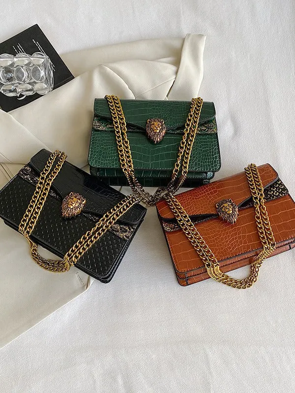 Women's High-grade Crocodile Pattern Retro Chain Crossbody Bags