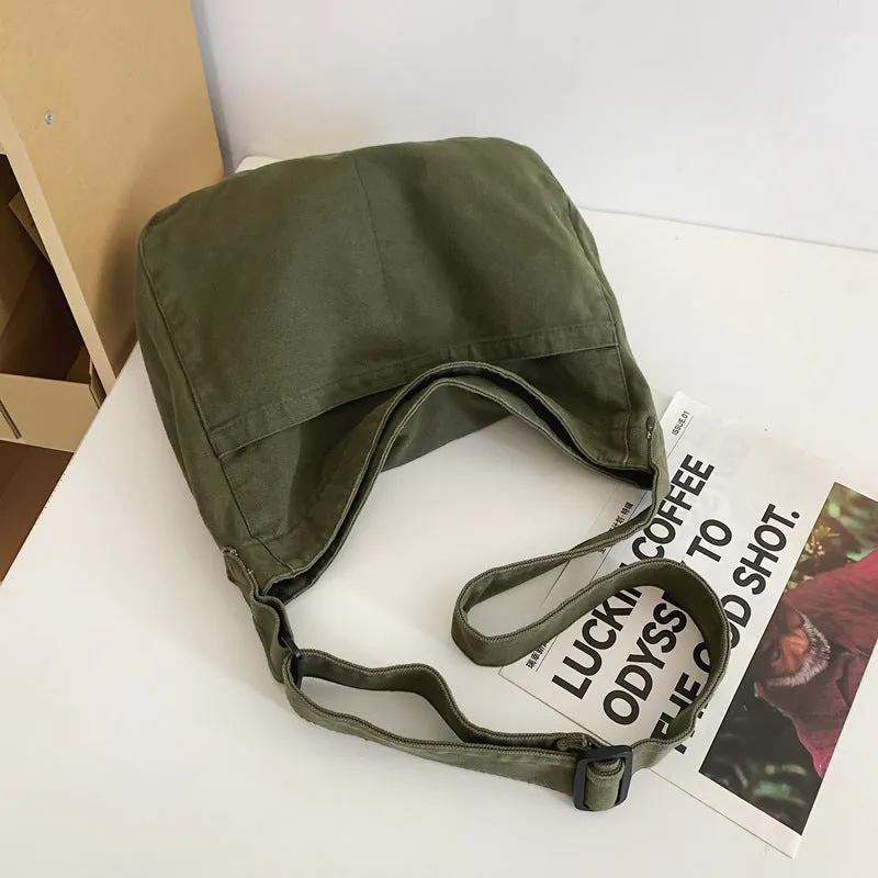 Women's Idle Style Artistic Simple Canvas For Crossbody Bags