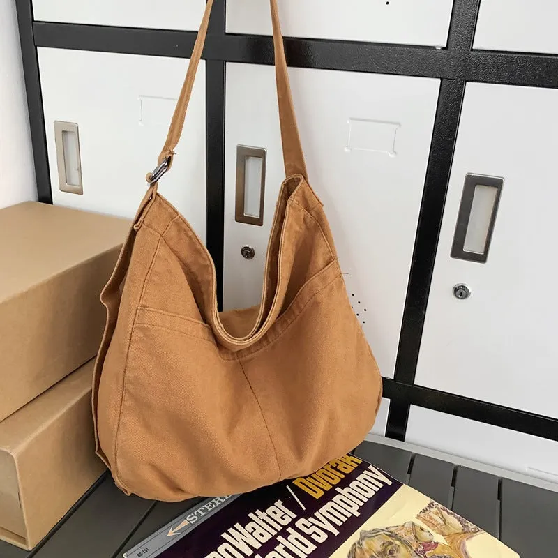 Women's Idle Style Artistic Simple Canvas For Crossbody Bags