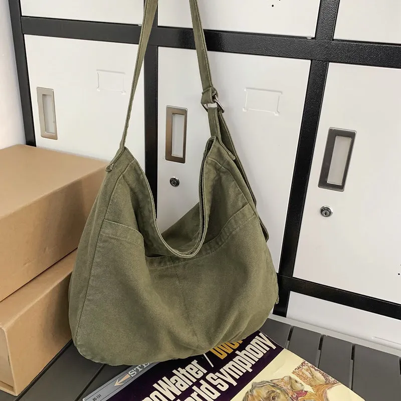 Women's Idle Style Artistic Simple Canvas For Crossbody Bags