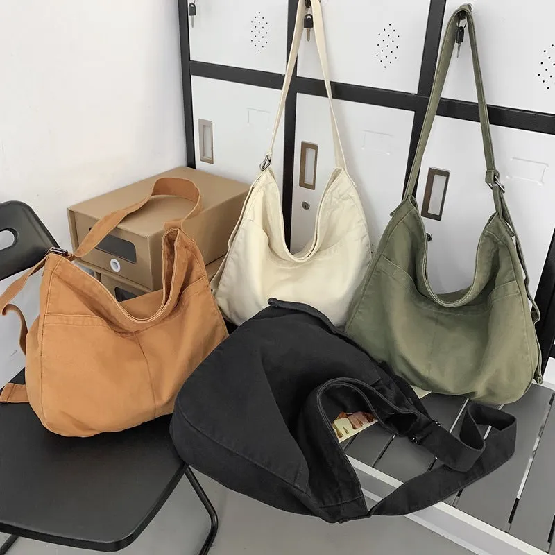 Women's Idle Style Artistic Simple Canvas For Crossbody Bags