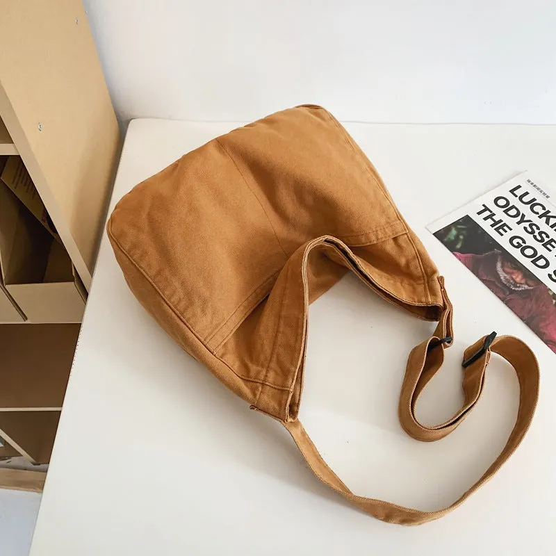Women's Idle Style Artistic Simple Canvas For Crossbody Bags