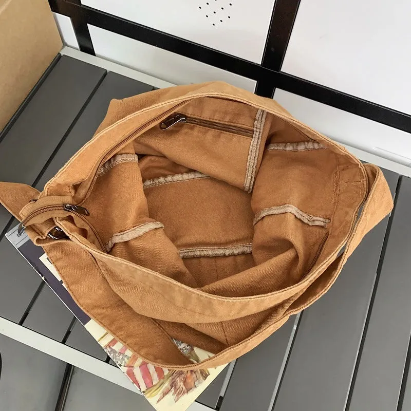 Women's Idle Style Artistic Simple Canvas For Crossbody Bags