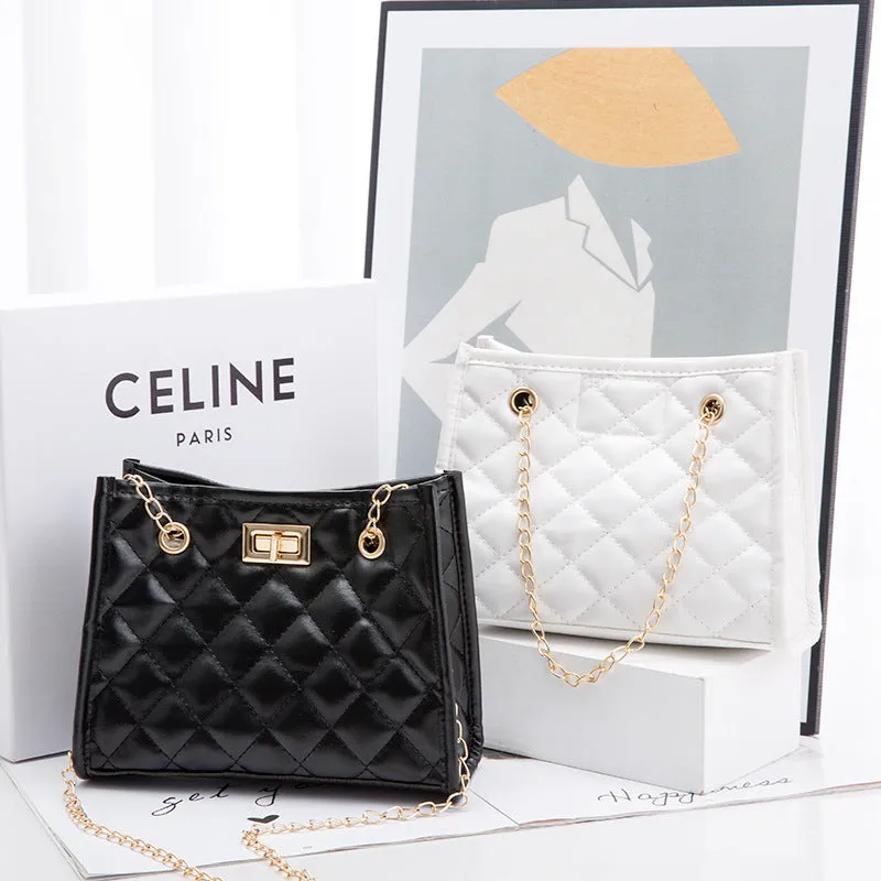 Women's Korean Fashionable Rhombus Chain Western Style Bags