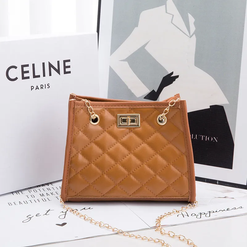 Women's Korean Fashionable Rhombus Chain Western Style Bags