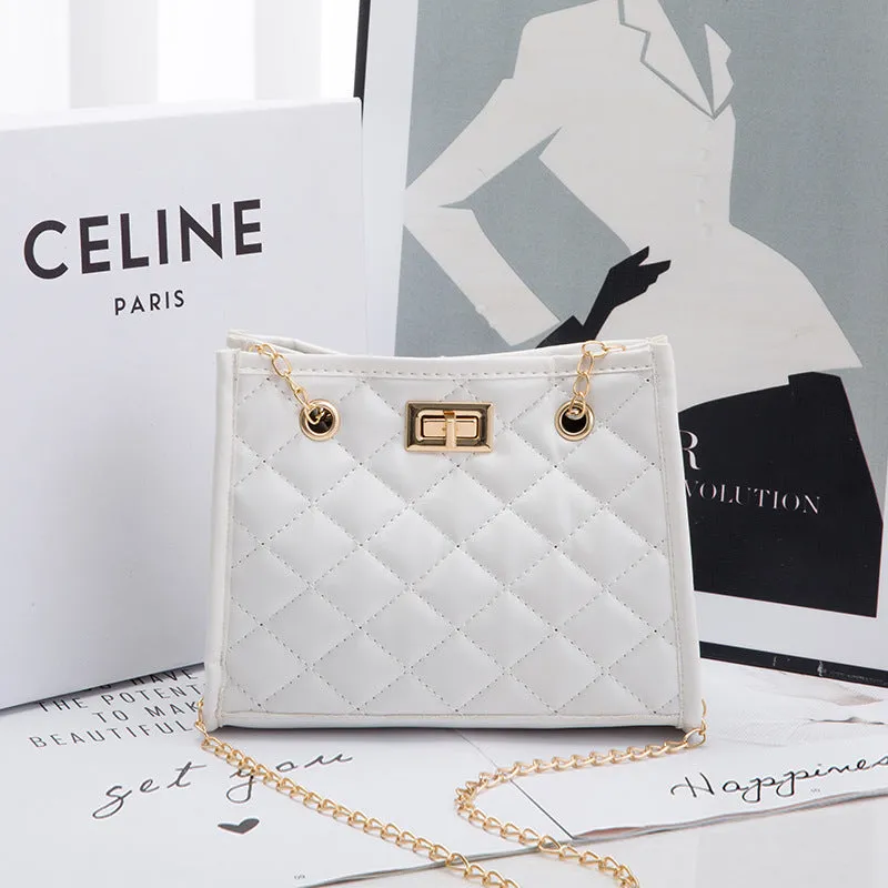 Women's Korean Fashionable Rhombus Chain Western Style Bags