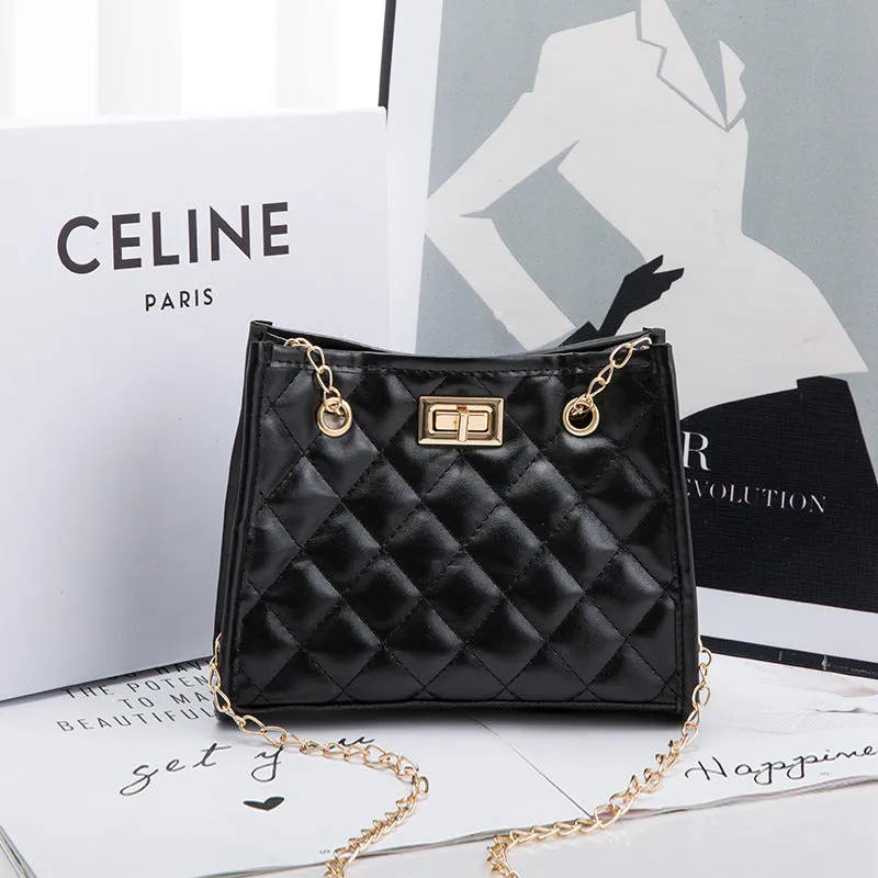 Women's Korean Fashionable Rhombus Chain Western Style Bags
