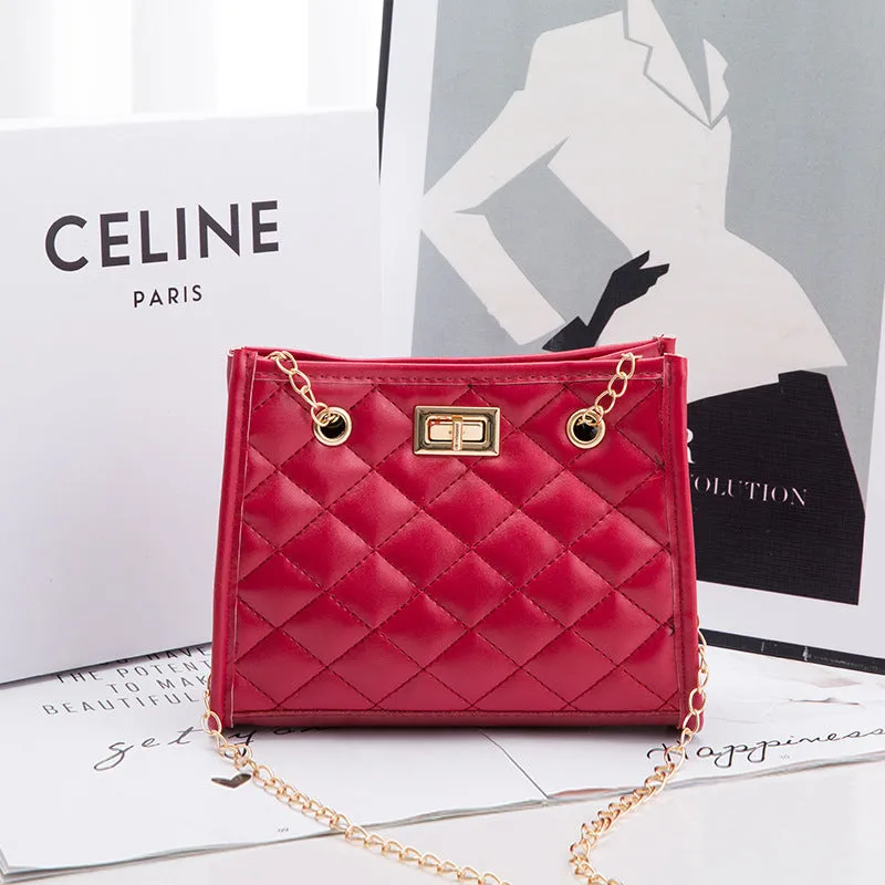 Women's Korean Fashionable Rhombus Chain Western Style Bags