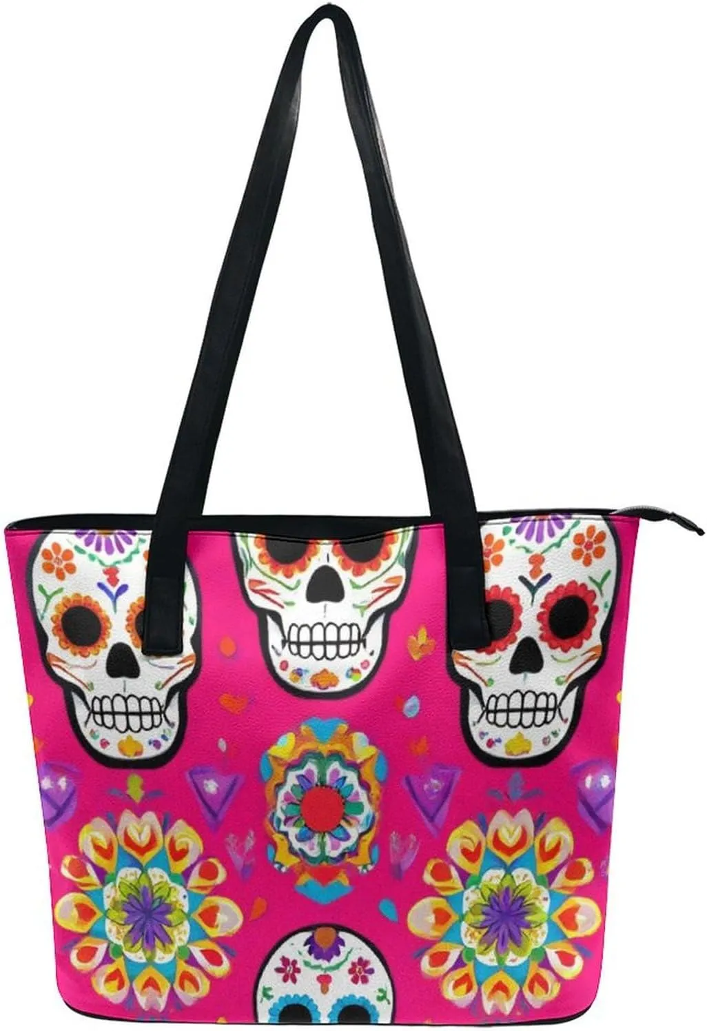Women's Large Capacity Handbag, Lightweight Compartment and Open Pocket Tote Bag with Zipper for Work