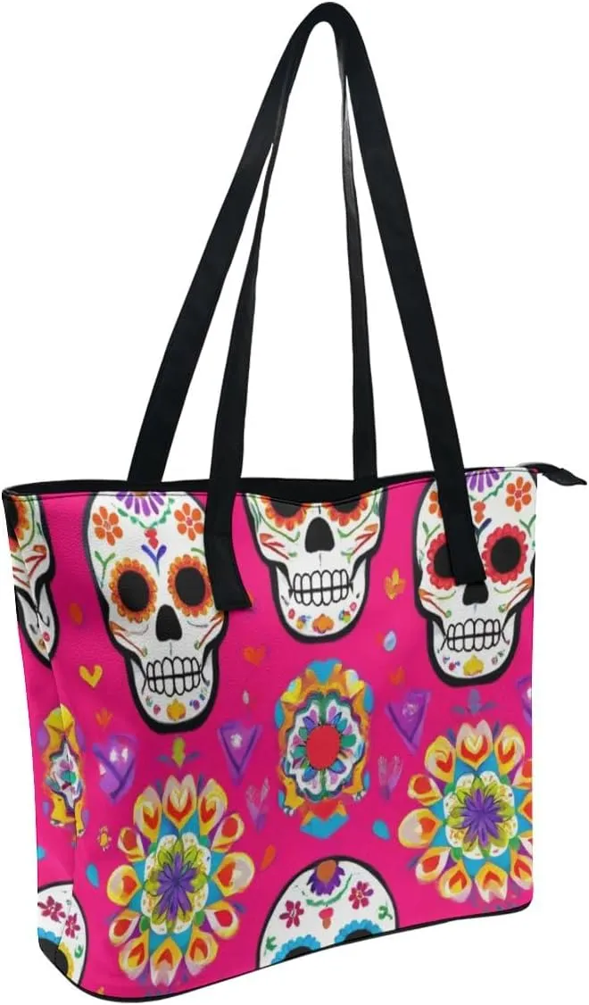 Women's Large Capacity Handbag, Lightweight Compartment and Open Pocket Tote Bag with Zipper for Work