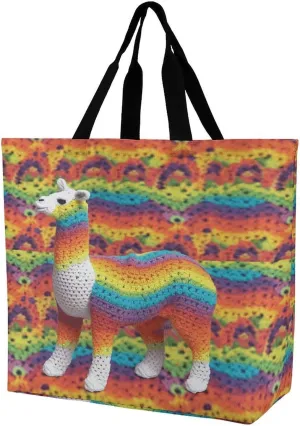 Women's Large-capacity Shoulder Shopping Bag Reusable Foldable Shopping Bags Rainbow Camel Pattern Beach Bag