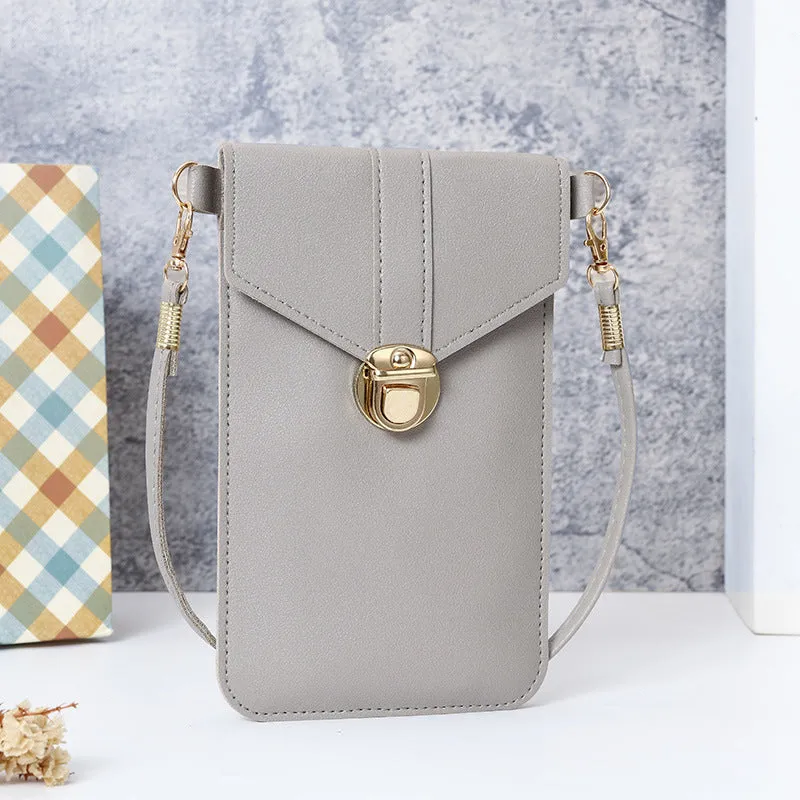 Women's Leather Touch Screen Mobile Retro Hasp Phone Bags