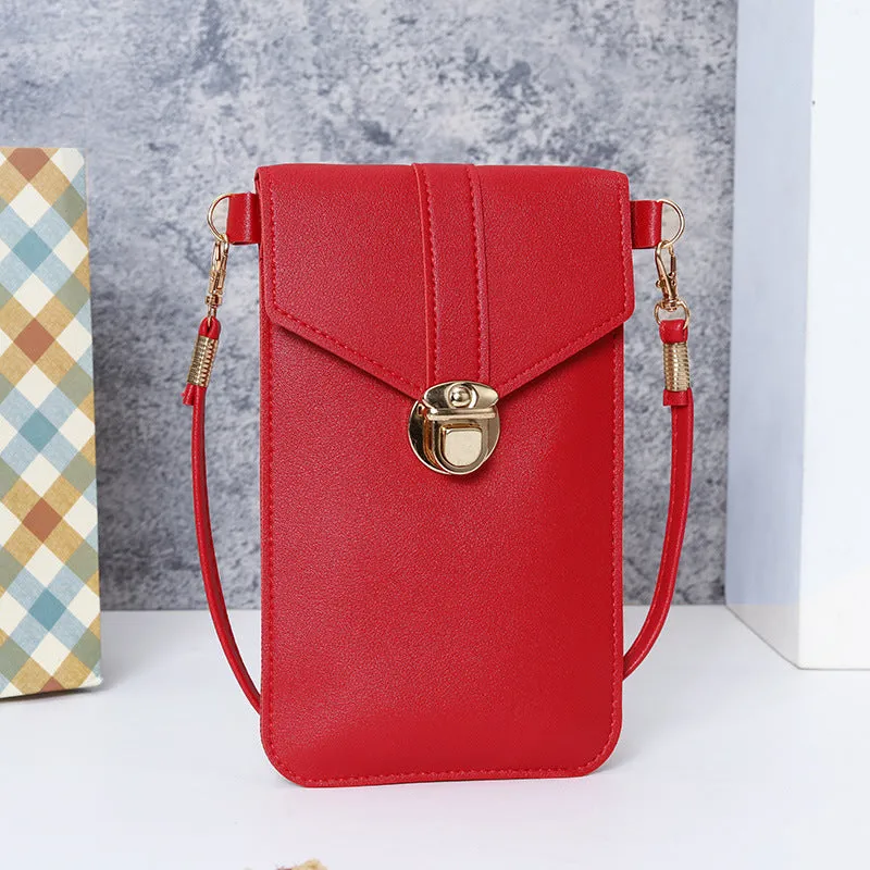 Women's Leather Touch Screen Mobile Retro Hasp Phone Bags