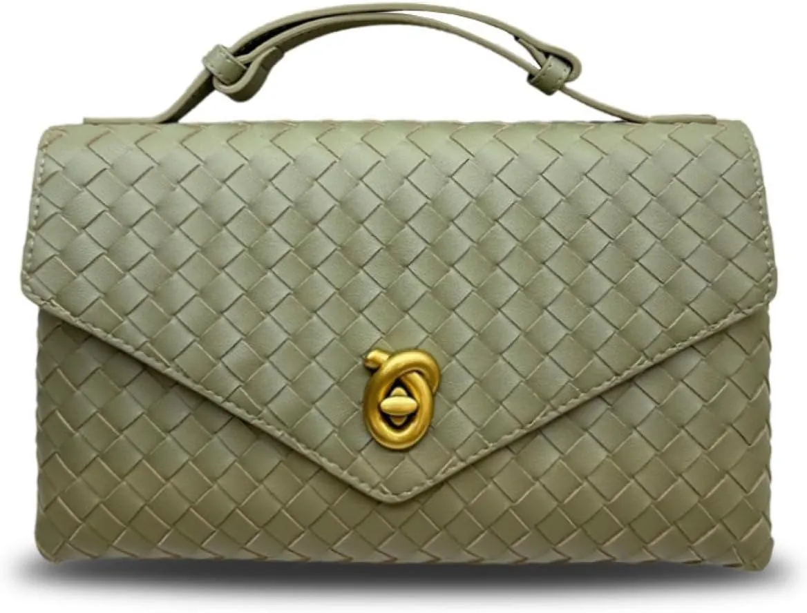 Women's leather woven crossbody bag