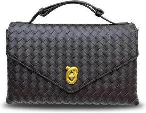 Women's leather woven crossbody bag