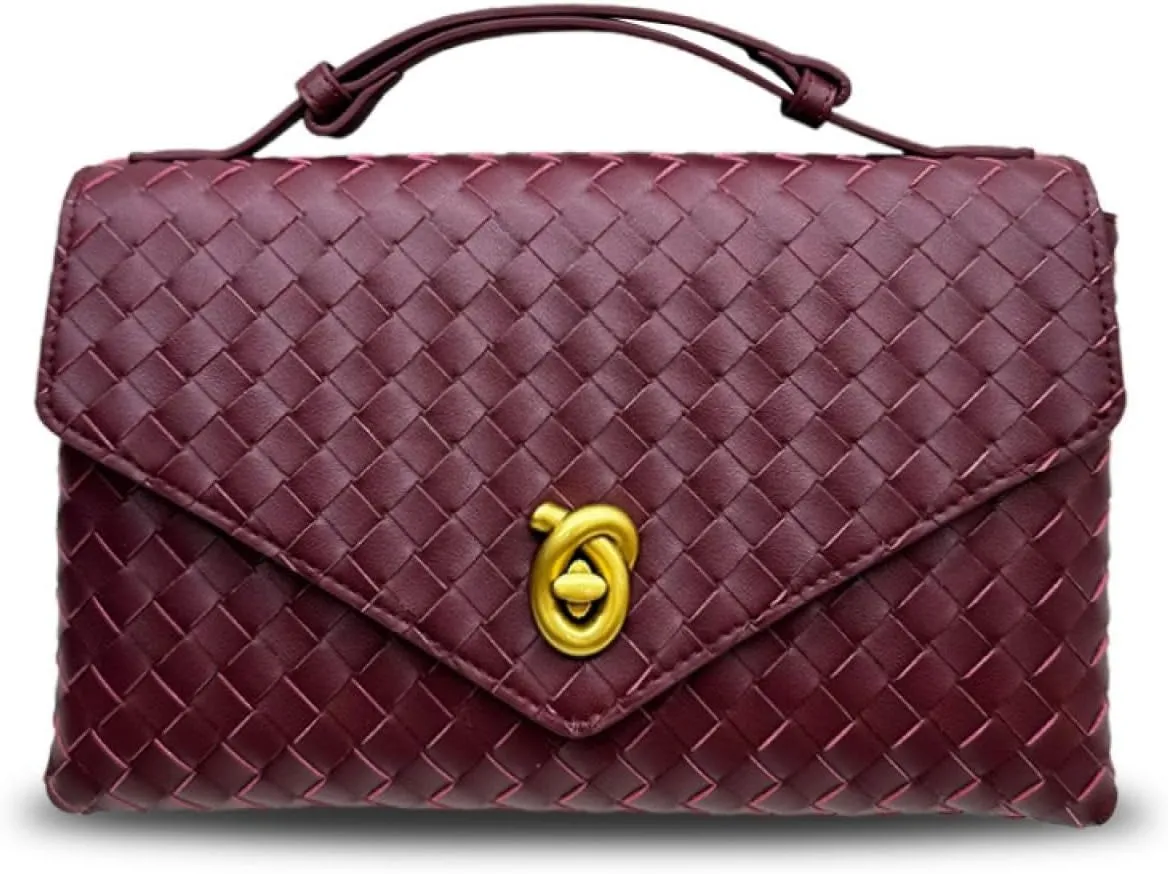 Women's leather woven crossbody bag