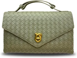 Women's leather woven crossbody bag