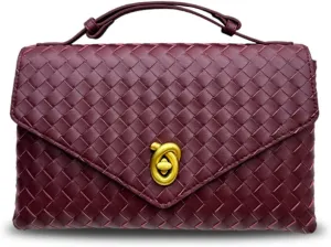 Women's leather woven crossbody bag