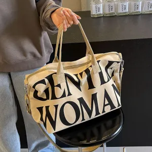 Women's Letter Fashion Canvas Large Capacity Portable Crossbody Bags