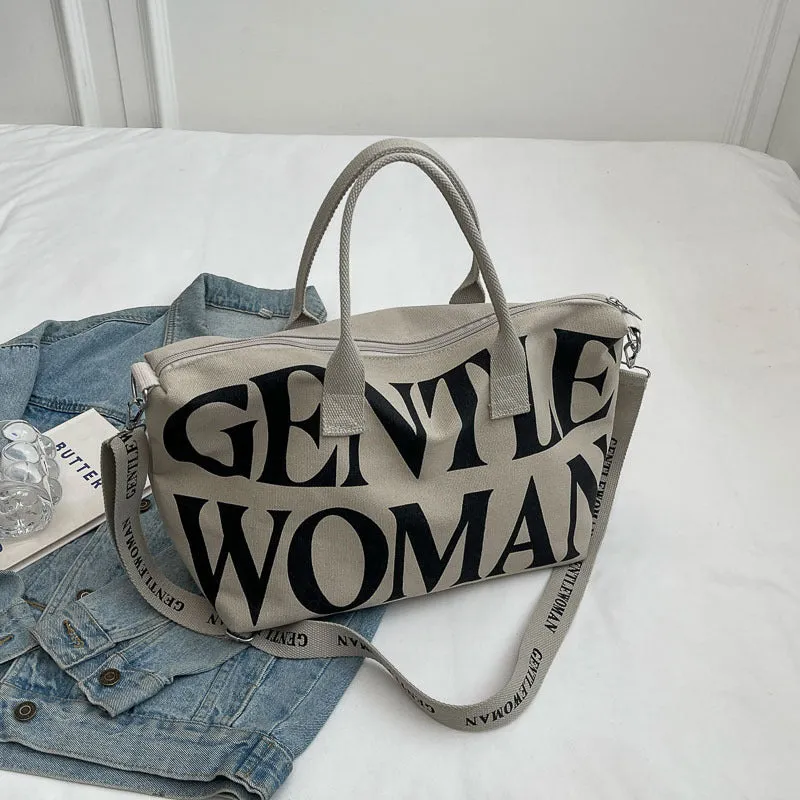 Women's Letter Fashion Canvas Large Capacity Portable Crossbody Bags