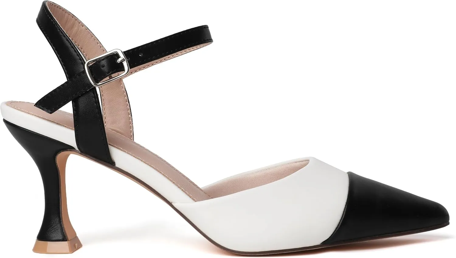 Womens Low Heels Closed Toe Dress Shoes Kitten Heel Pointed Toe Sexy Classic Comfortable Heeled Pumps Adjustable Ankle Strap