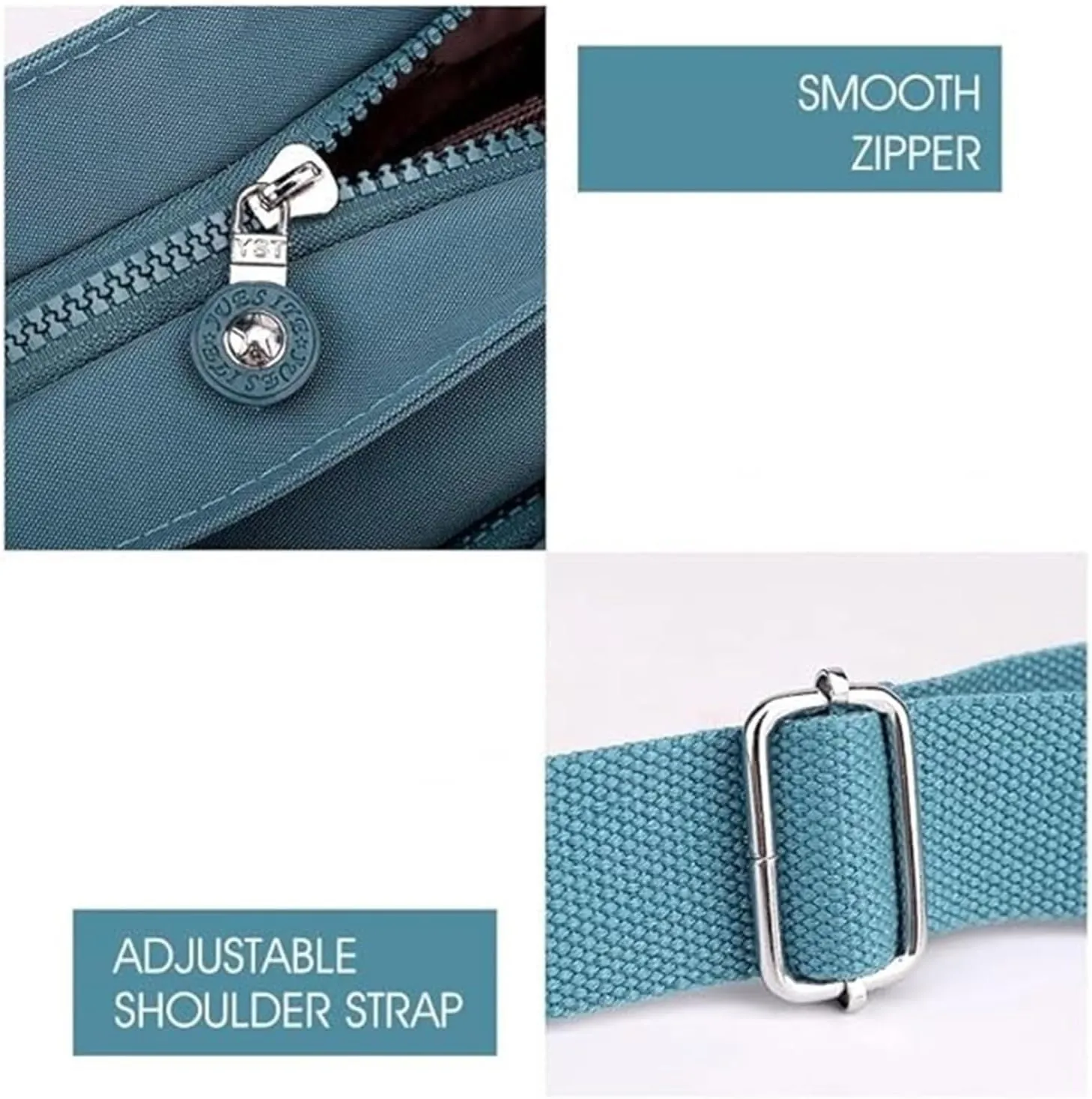 Women's Multi Pocket Zipper Canvas Handbag Nylon One Shoulder Crossbody Bag Waterproof And Anti Theft Strap Bag