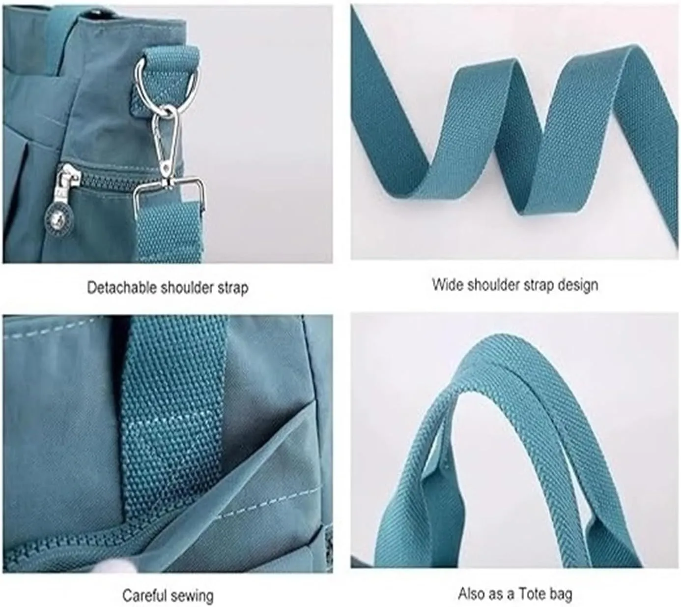 Women's Multi Pocket Zipper Canvas Handbag Nylon One Shoulder Crossbody Bag Waterproof And Anti Theft Strap Bag