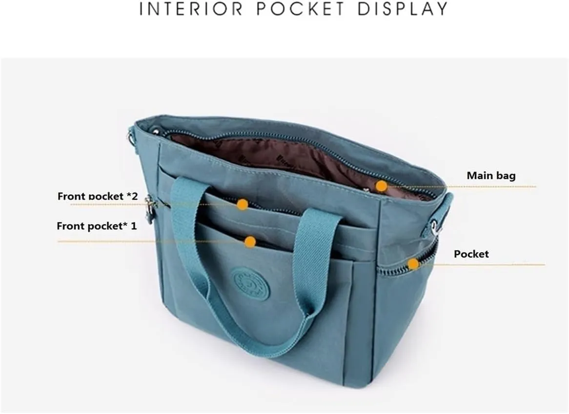 Women's Multi Pocket Zipper Canvas Handbag Nylon One Shoulder Crossbody Bag Waterproof And Anti Theft Strap Bag