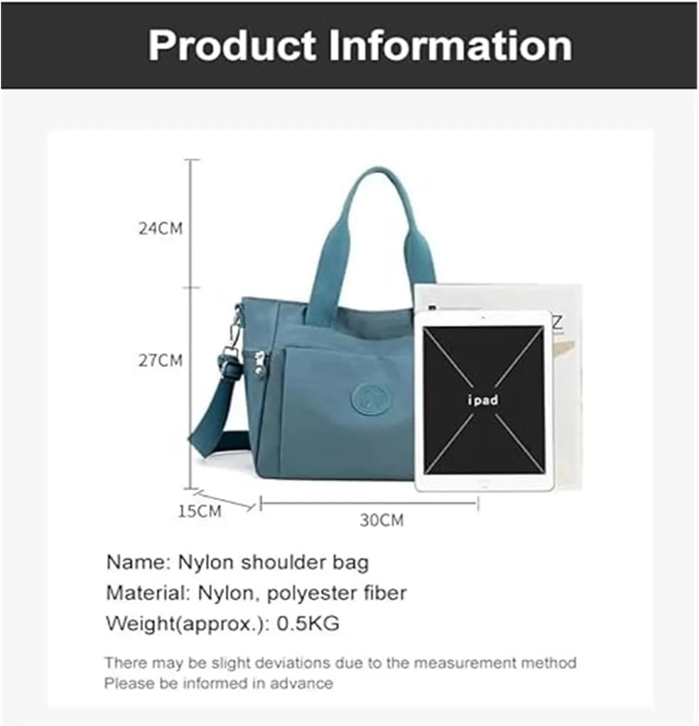 Women's Multi Pocket Zipper Canvas Handbag Nylon One Shoulder Crossbody Bag Waterproof And Anti Theft Strap Bag