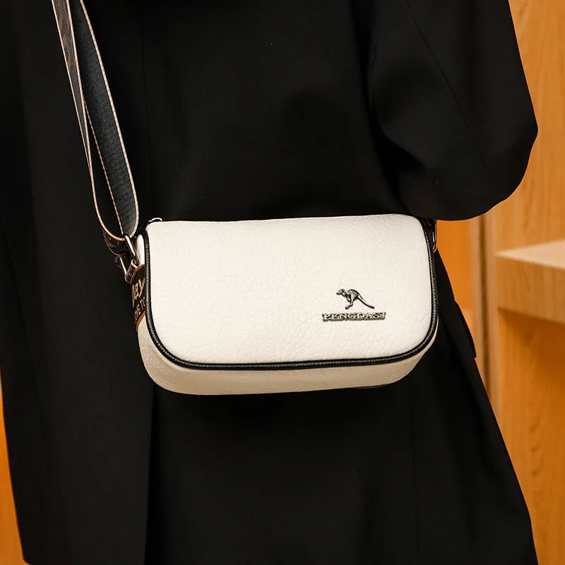 Women's Niche Lychee Pattern Simple Fashion Saddle Shoulder Bags