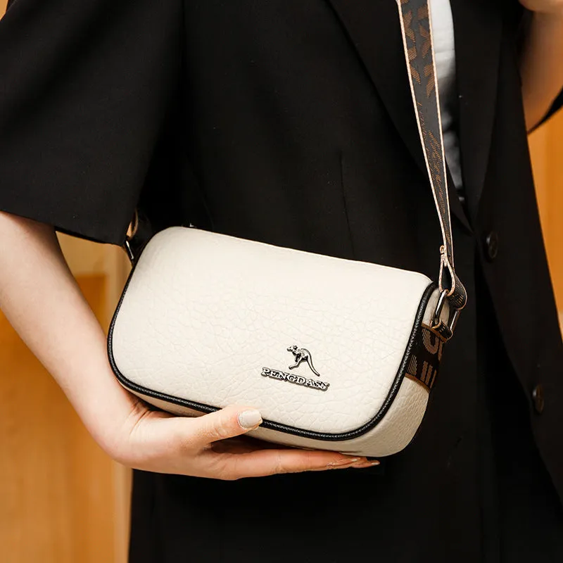 Women's Niche Lychee Pattern Simple Fashion Saddle Shoulder Bags