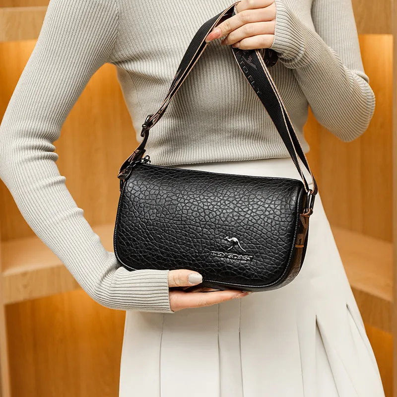 Women's Niche Lychee Pattern Simple Fashion Saddle Shoulder Bags