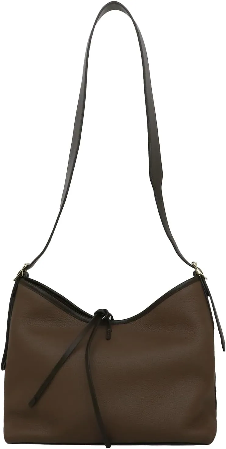 Women's Pleated Cowhide Single Shoulder Crossbody Bag